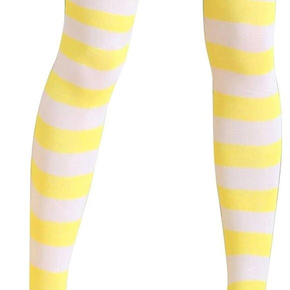 Girl's Extra Long Opaque Striped Over Knee Thigh High Stockings Socks - Picture 4 of 9
